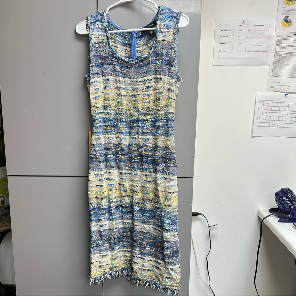 St. John midi dress sz 4 tweed blue